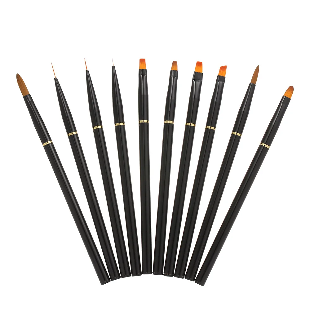 

10pcs Acrylic Nail Brush Kit for Nail Art DIY UV Gel Nail Builder Brush Painting Drawing Nail Pen Set Professional Nail Tool