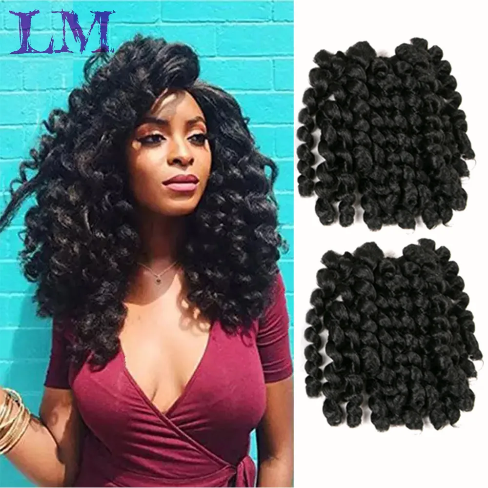 

LM 6â€˜â€™Afro Fake Ombre Jumpy Wand Curl Crochet Hair Jamaican Bounce Synthetic Hair Braids Pre Stretched Braiding Hair Extensions
