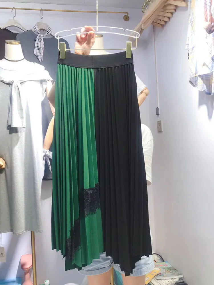 Korobov/Корейская женская юбка модного цвета, в стиле пэчворк Harajuku кружевные плиссированные юбки в винтажном стиле, нерегулярные осенние зимние Faldas 78881