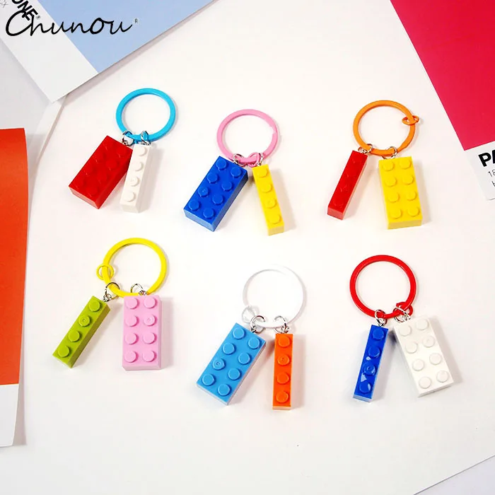 Creative Colorful Building Blocks Keychain Diy Jewelry Making Candy
