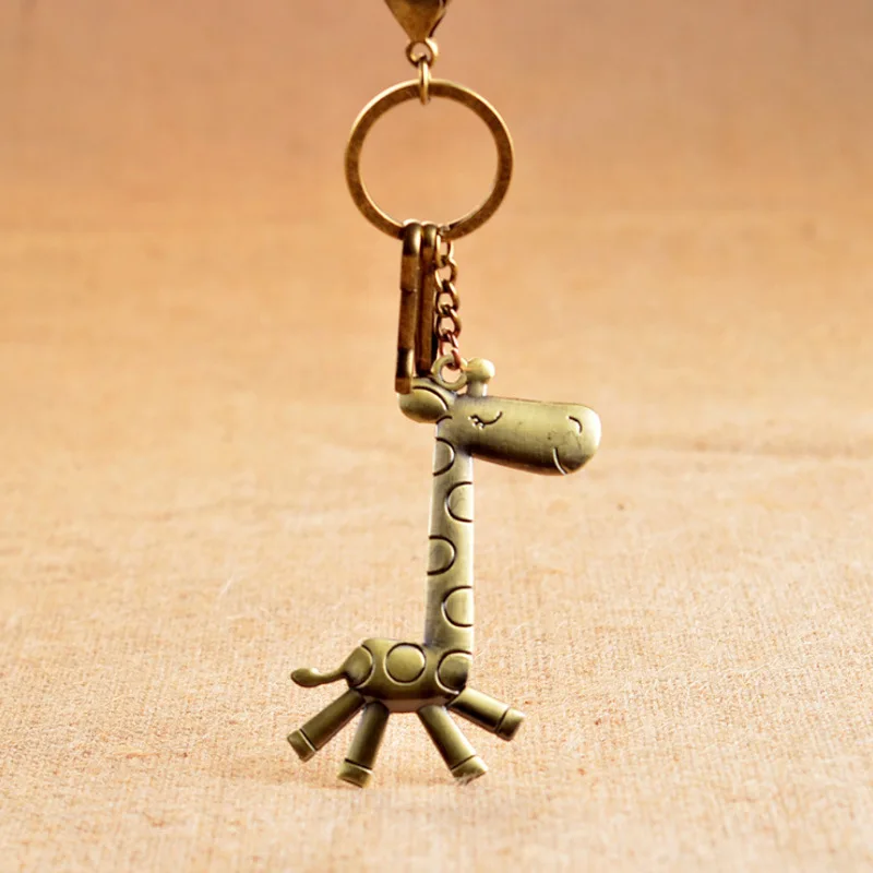 Стиль креативный Ретро Жираф мультяшный брелок для ключей изысканный металлический автомобиль маленькие подарки кулон производители