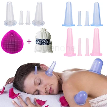 

Silicone Vacuum Cupping Body Massage Jars Chinese Suction Cup Body Anti Cellulite Cups Eye Neck Vacuum Cans Facial Massage Tools