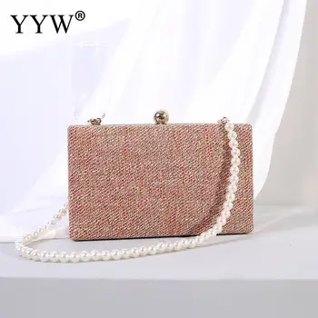 

Cloth Women Evening Party Bags With Pearl Strap White Wedding Elegant Clutches Handbag Purse Bag Fashion Bags For Women 2019