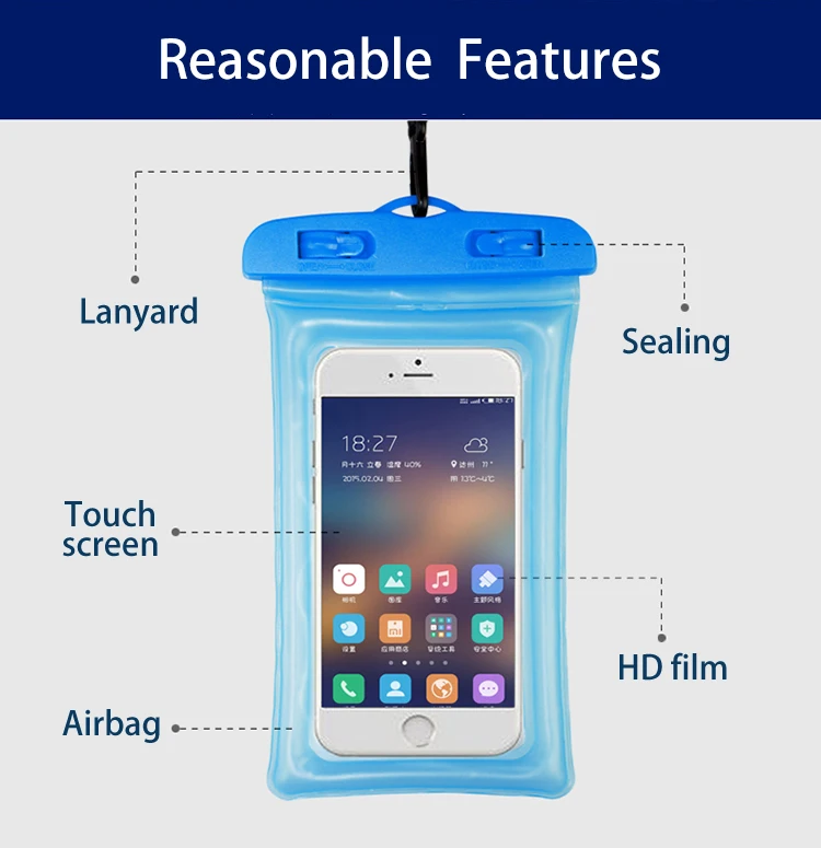 Универсальные Сумки для плавания подушки безопасности плавающие сумки для серфинга водонепроницаемые сенсорные Сумки для телефона подводный чехол для телефона Iphone 8s