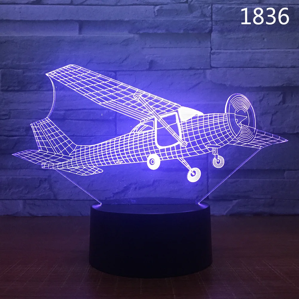 All Aircraft Shape Air Plane 3D Night Lamp Table Desk Light Kids Boys Birthday Gift 1pc 7/16 Color Change Illusion Drop Shipping dinosaur light Night Lights