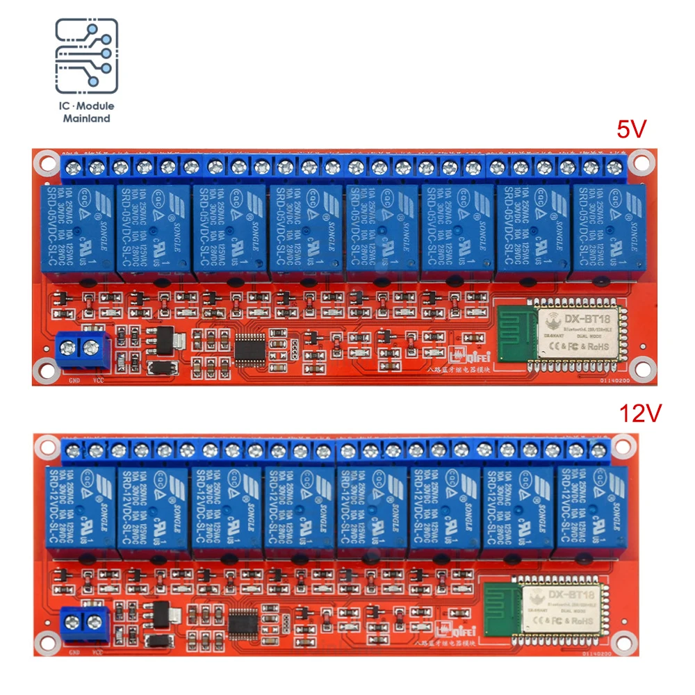 

8 Channel 5V 12V Bluetooth Relay Module Wireless Control Switch for Smart Home Mobile Phone App Control Relay Module