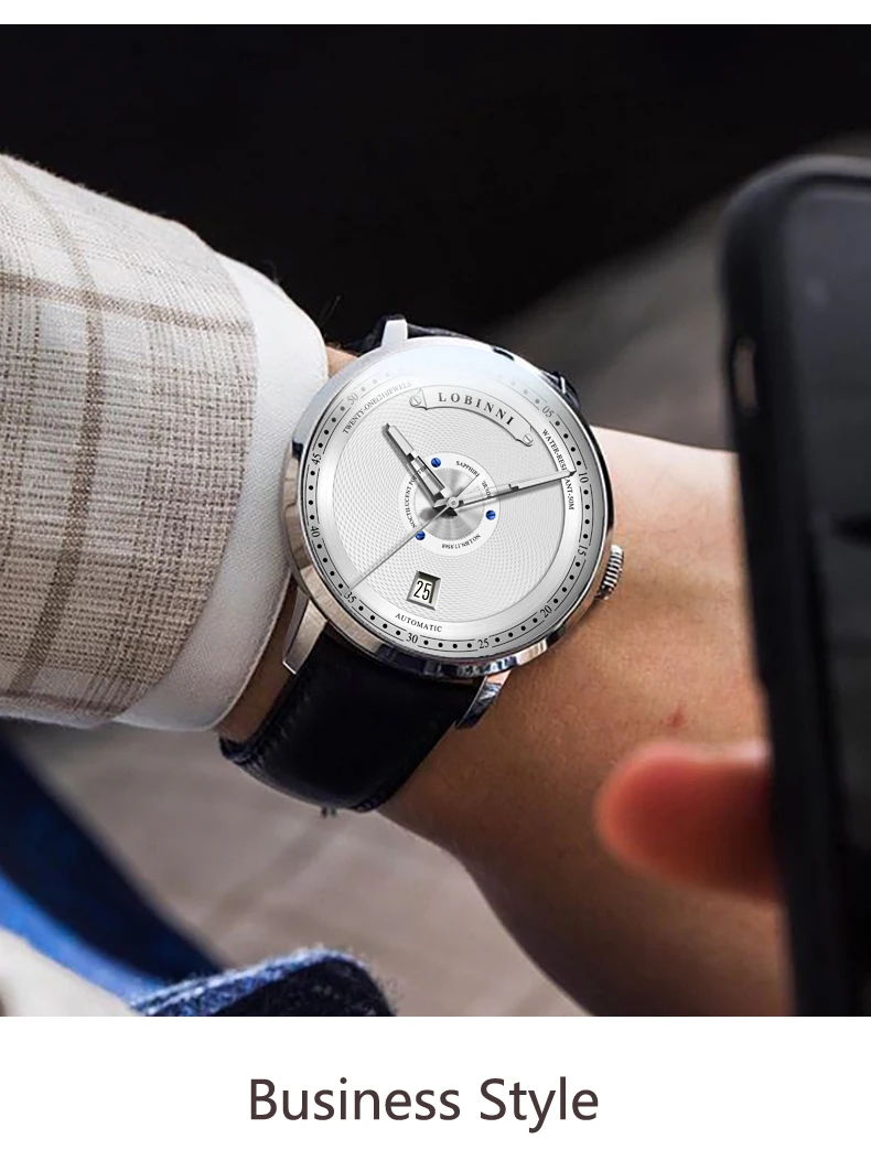 Швейцария LOBINNI мужской роскошный бренд часов Япония MIYOTA Авто Механические MOVT Мужские часы Сапфировая кожа Relogio L16050-1