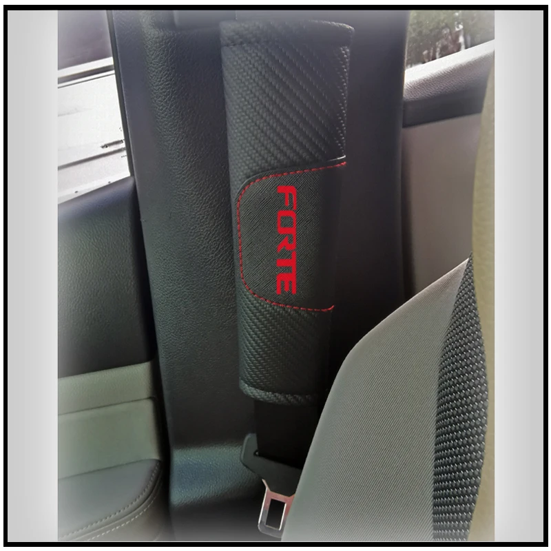 Для Kia Forte карбоновая кожа Накладка для ремня безопасности автомобиля Авто Ремень безопасности Наплечная Накладка для стайлинга автомобилей
