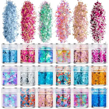 

18 Bottles Nail Art Sequins Shinning Filling Flash Glitter Powder UV Epoxy Resin Pigment Dust Manicure DIY Fingers Beauty Decor
