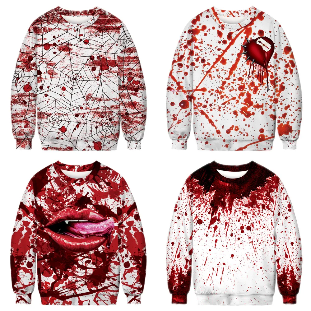 

2019 Autumn Womens Hoodies Pullover 3D Print Sweater Halloween Streetwear