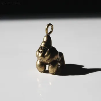 

Solid Brass orangutans ape Tarzan Keychain Pendants Vintage Copper orangutans Bag Key Chain Ring Hanging Children Keychains gift