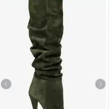 Г. Новые осенние сапоги выше колена с острым носком на молнии сбоку женская обувь