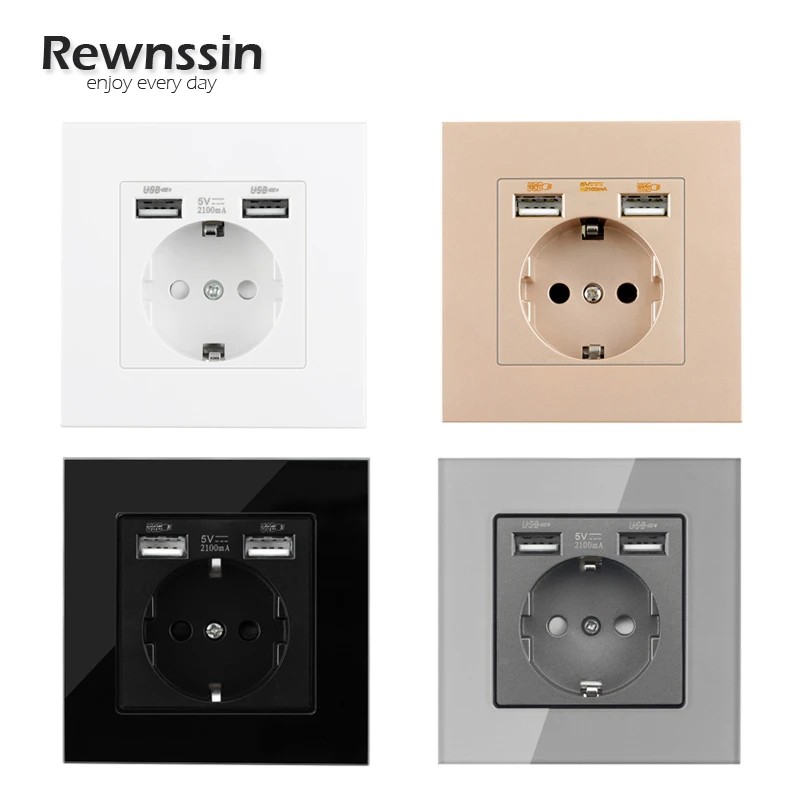 Usb Plug Socket Power Socket Usb Type C Socket Charger 110v 250v 16a Crystal Glass Plastic Usb Wall Socket Electrical Sockets Aliexpress