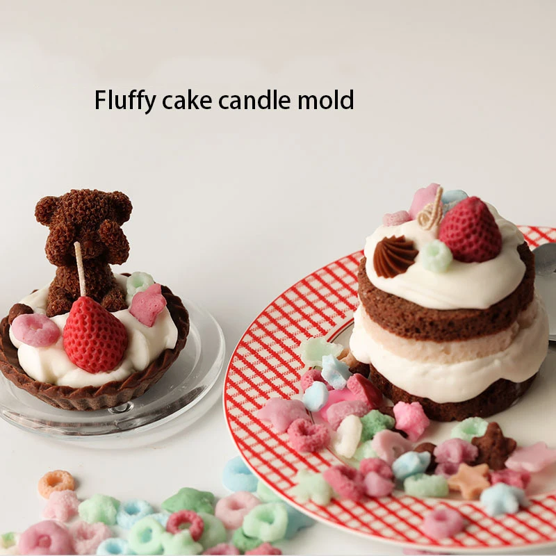 Creative Simulation Fluffy Cake Pastry Dessert Bread Silicone Mold Baking Mousse Chocolate Aroma Candle Mold