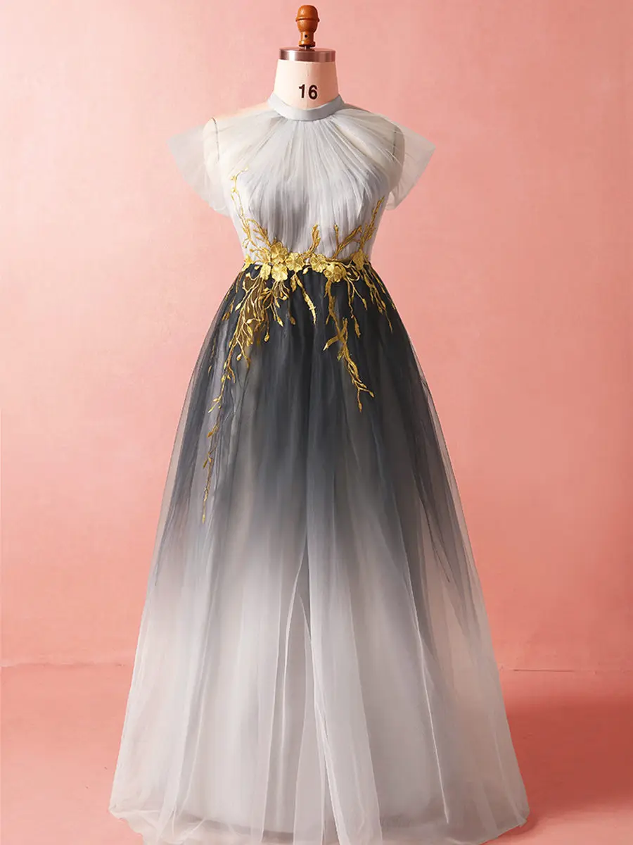 Градиентные вечерние платья Robe De Soiree T398 размера плюс Холтер шеи без рукавов женские вечерние платья с открытыми плечами вечернее платье