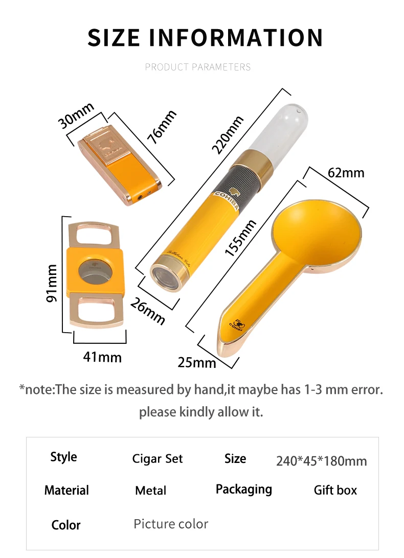 COHIBA сигарный набор 2 струйный фонарь Зажигалка металлический сигары резак дорожный портсигар чехол карманная пепельница для сигар аксессуар W/Подарочная коробка