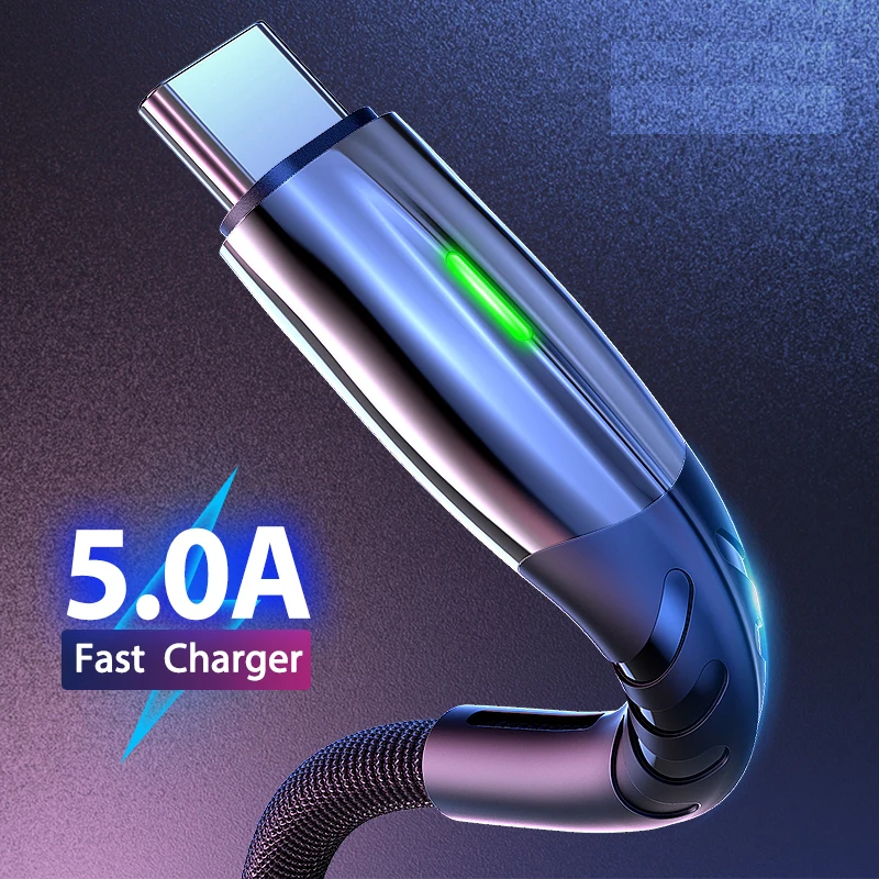 Cable de datos cargador tipo C para teléfono móvil, cable Micro USB de carga rápida 5A 1M 2M para Huawei P40 Mate 30 Xiaomi Redmi