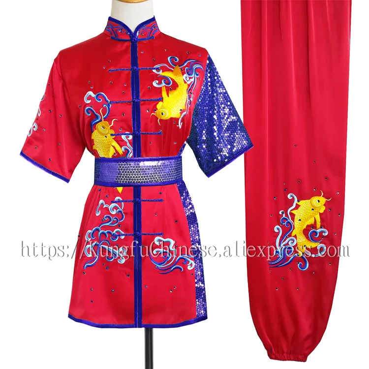 Китайская форма Wushu для кунг-фу одежда костюм боевых искусств changquan с вышивкой Koi
