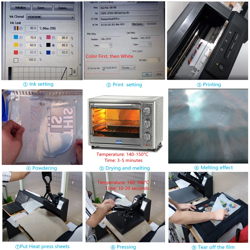Direct To Transfer Film Ink Inkjet Printer Ink 500ML/Bottle DTF Ink PET Film Transfer Ink for Epson 1430 L800 L1800 1390 I3200 PET Film Printing And Transfer