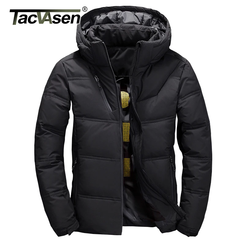 TACVASEN/зимняя мужская куртка-пуховик на утином пуху, утепленная парка с капюшоном, модное повседневное ветрозащитное пальто, мужская зимняя Лыжная куртка, пальто