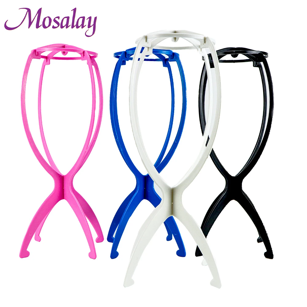 Ajustable Colorful Wig Stands 5PC Folding Plastic Stable Durable Wig Holders High Quality Hairpiece Hat Cap Display Tools for Wig Stand Wig Stand Holder Wig Storage Stand