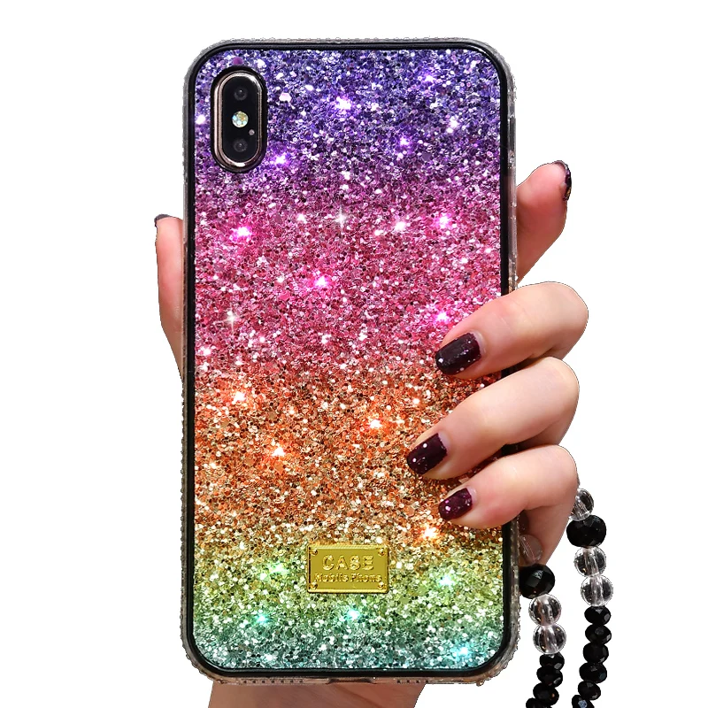 Блестящий розовый Алмазный край мобильный телефон чехол для iPhone 11 Pro X XS MAX XR 6 7 8 Plus
