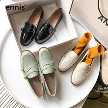 ENNIS/модные весенние водонепроницаемые мокасины; женская повседневная обувь из лакированной кожи; дизайнерские лоферы на плоской подошве с пряжкой; зеленая обувь; цвет черный, бежевый; Новинка; C0017