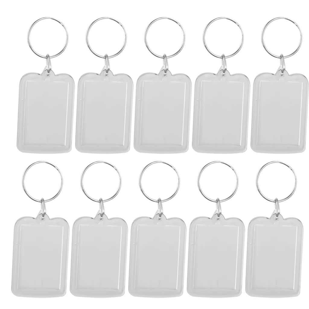 3.3x5cm Rectangle Blank Clear Photo Snap-in Keychain Pack of 10