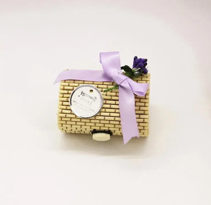 

Vintage Forest Pure Natural Bamboo Wedding Candy Box for Wedding Gift Party Favor Package Boxes with Ribbon Wholesale