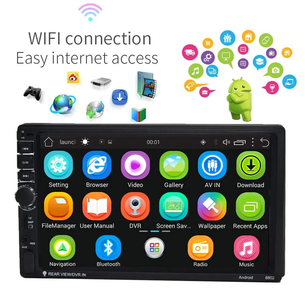 Автомобильный мультимедийный плеер Android gps навигация 2 DIN Android 8.1HD Авторадио WiFi USB FM 2 Din " автомобильный аудио Радио стерео