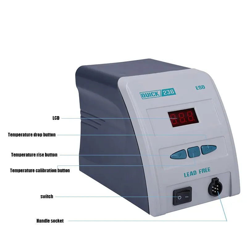 Антистатический Быстрый 236 ESD Быстрый Грамм Дисплей бессвинцовый сварочный Утюг 90 Вт дисплей спецификация паяльная станция