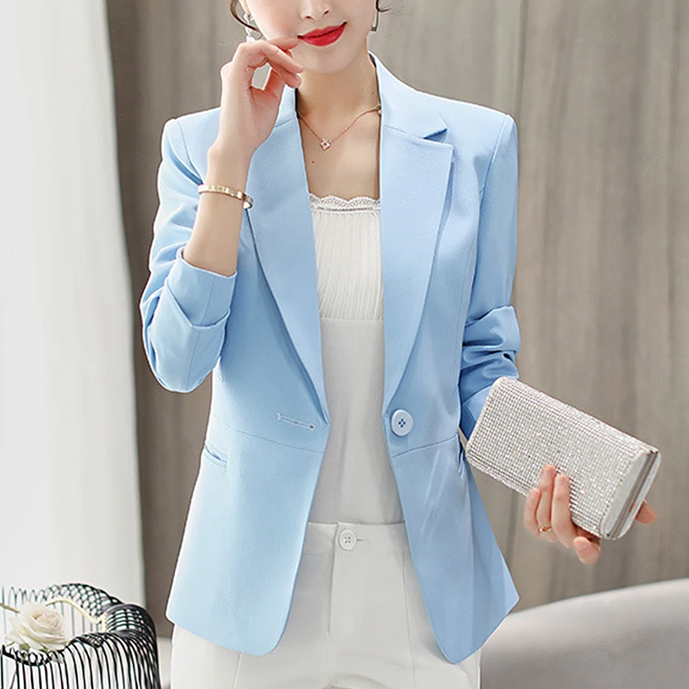 Women Blazer Jacket Fashion Office Lady Slim Turn Down Collar Blazer Mujer Retro Button Casual Suit Jackets Blazer Feminino