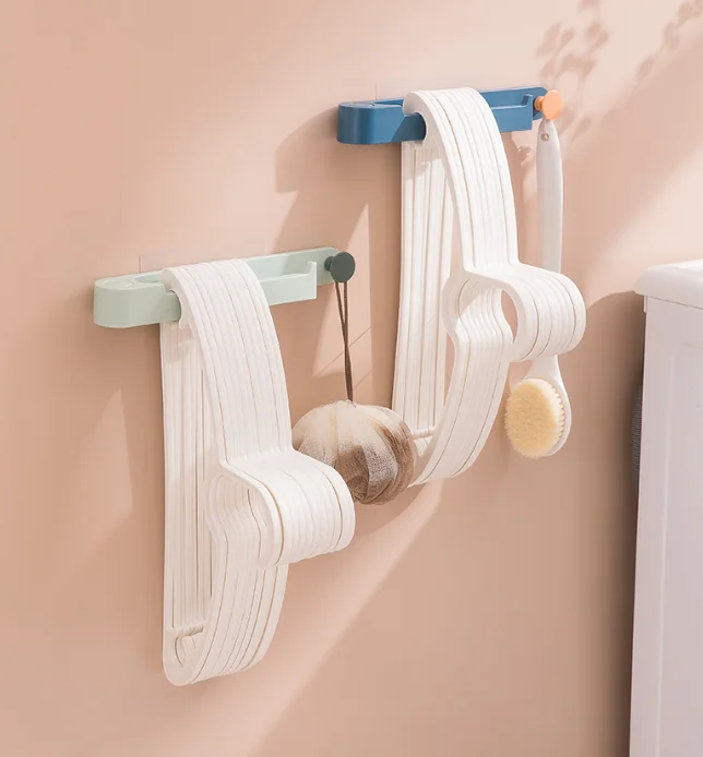 Balcony artifact free punching foldable clothes rail hook storage collector hanger storage organizer J05