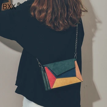 

[BXX] 2020 Spring New Women's Shoulder Bag Personality Color Stitching Ladies Messenger Bag PU Leather Crossbody Bags HM652