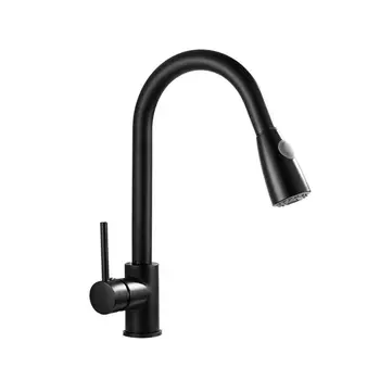

Copper Kitchen Faucet Sink Hot and Cold Rotatable Black Faucet Household Kitchen Sink Accessories