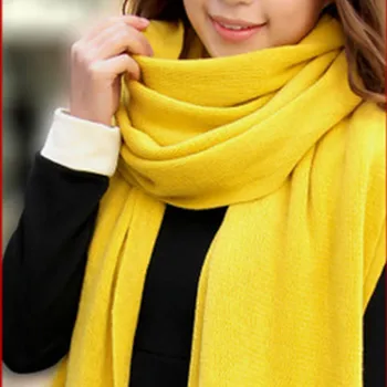 

2020 autumn and winter pure color woolen sweet scarf ladies knitting lengthened thick warm scarf shawl wholesale A194