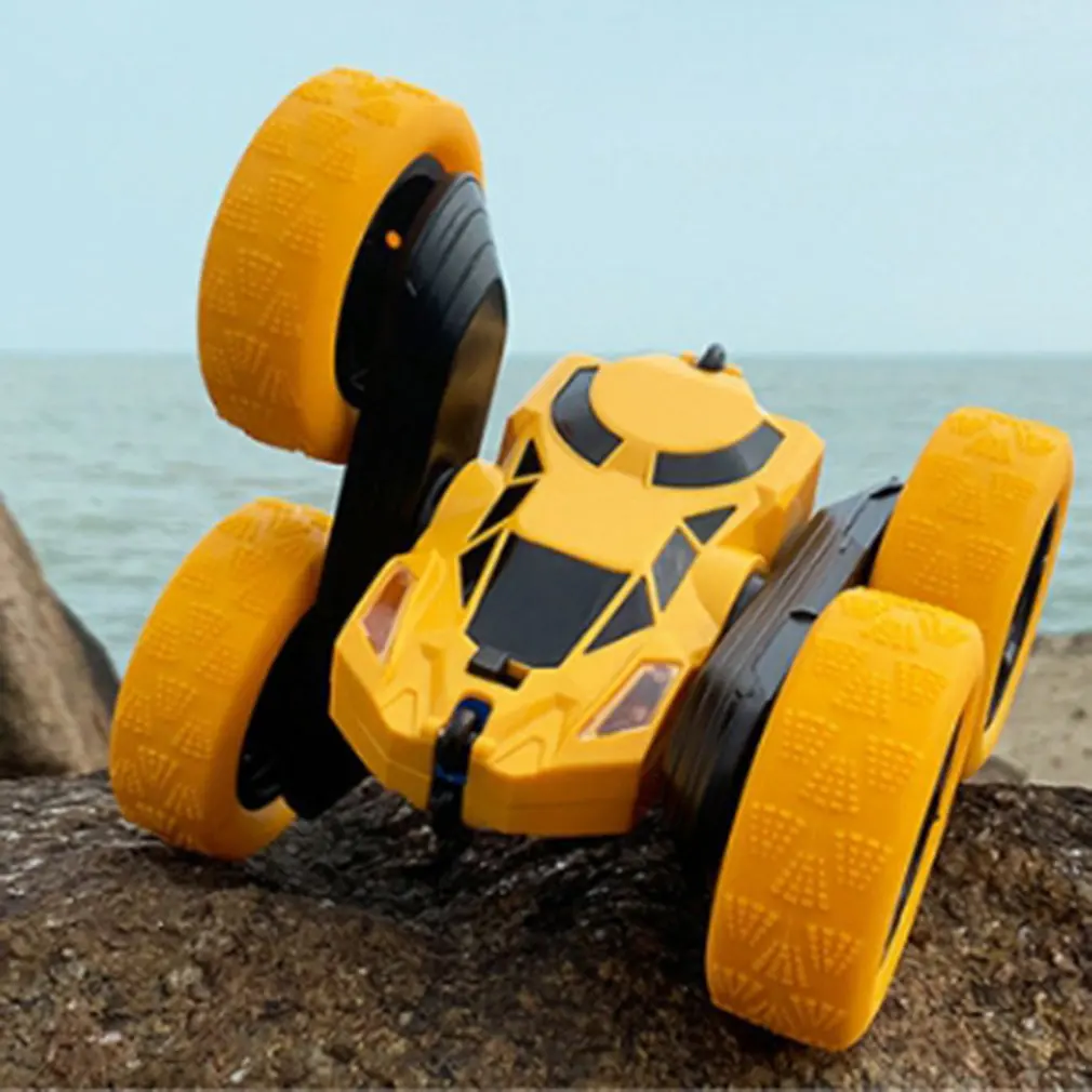 

Children 2.4G Remote Control Rotating Double-Sided Stunt Car With Light Dump Truck Children Charging Deformation Toy