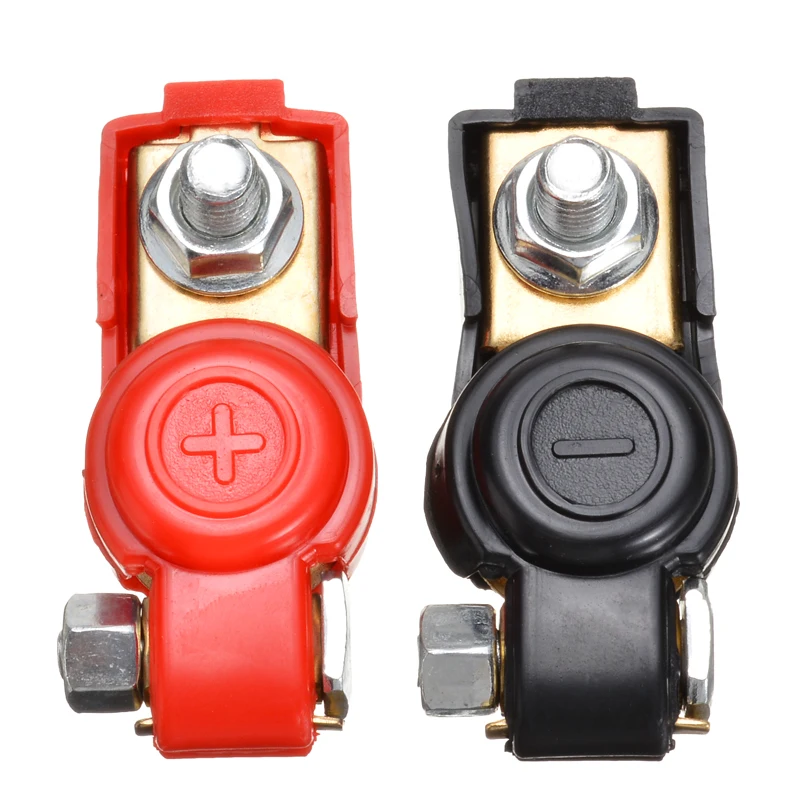 Car Battery Terminal Clamp Clips Positive Negative Connector w// Black Red Cover