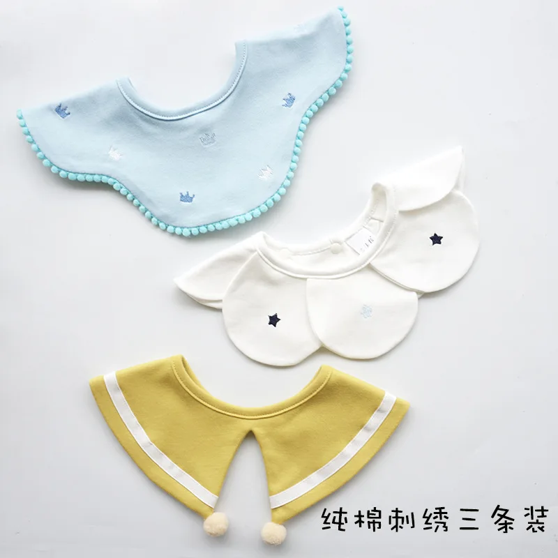 

3Pcs Set INS Korean Style Baby Bib Petal Round Baby Drooling Saliva Towel Cotton Gauze Bib Fake Collar Suit Baby Accesssories