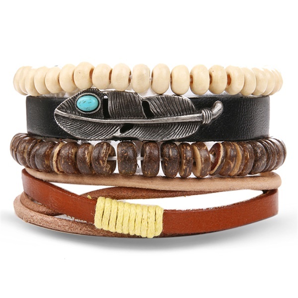 Vintage Flower Bracelets & Bangle Boho Multiple Layers Leather Bracelet 2019 For Women Man Wrap Female Punk Jewelry Gifts