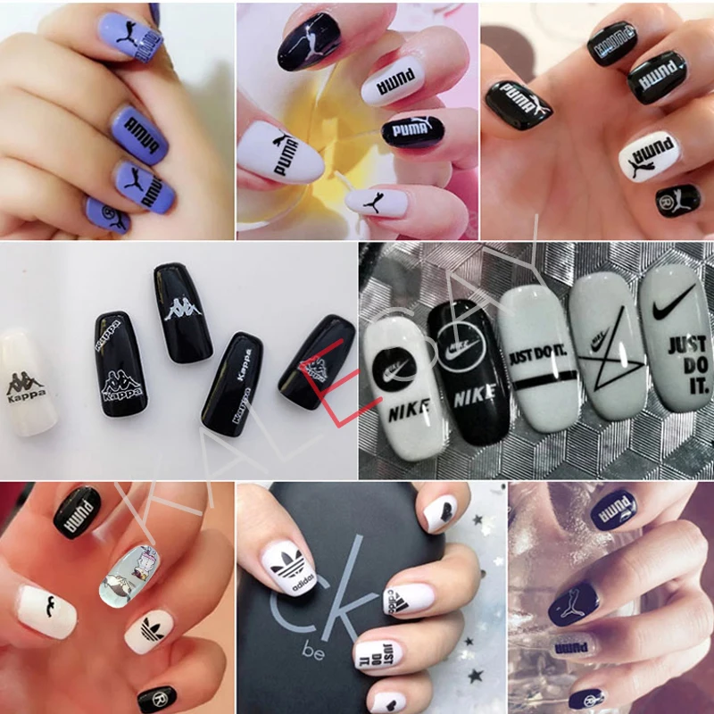 

Adhesive Nails Stickers Manicure Art Sport 3D Black Stamp Decorations Nail Design Back Glue Nail Art Stickers for Nails Decals