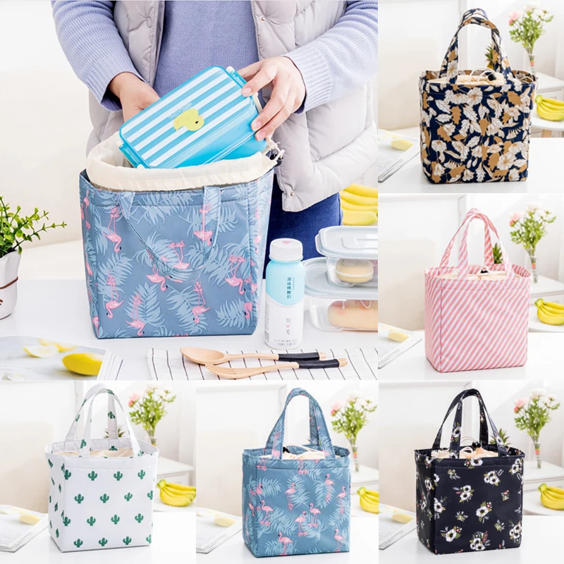 Lunch Bag Portable Insulated Adult Food Thermal Women Tote Thermal Box Cooler Travel Picnic Case Carry Tote Girls Storage Bag