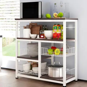 

Kitchen rack floor-standing multi-layer microwave storage rack home multi-function seasoning dish rack space saving