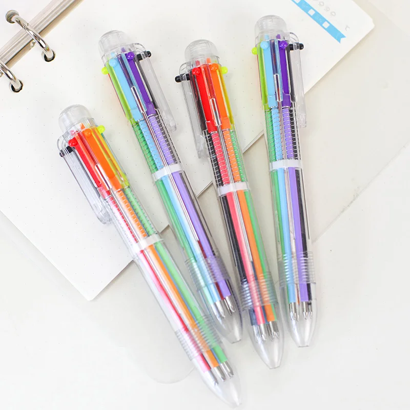 2pcs Multi-color 6 in 1 Color Ballpoint Pen Ball Point Pens School Pen 