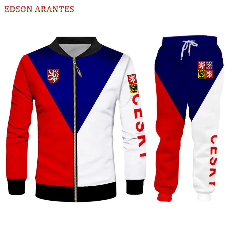 Luxury 3D Print Czech Republic Flag Zipper Jackets+Pants Set Unisex Gym Hoodie T-shirt Tank Joggers Tracksuit Sets Custom S-7XL (1)