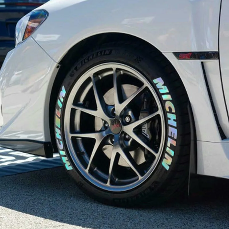 

Colorful car styling stickers 3D logo rubber reflective tire stickers and decals wheel permanent lettering kit car accessories