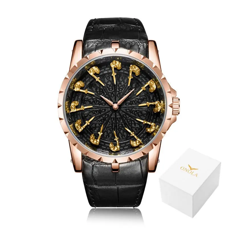 Top Brand Quartz Watch Men Luxury Rose Gold Leather Cool Gift for Man Watch Fashion Casual Waterproof Relogio Masculino 