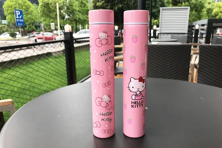 Милый мультфильм hello kitty 304 Термосы Из Нержавеющей Стали герметичная наружная портативная вакуумная колба длинная прямая чашка для женщин
