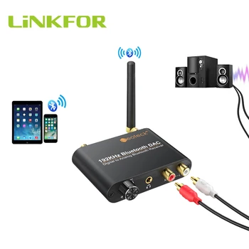 

LiNKFOR 192kHz Digital to Analog Audio Converter with Bluetooth 5.0 Receiver Digital Coaxial Toslink to Analog Stereo L/R RCA