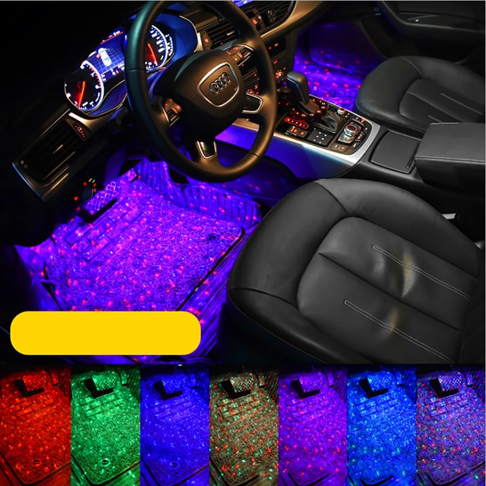 

Car Decorative Lights USB Remote Control LED Atmosphere Light Colorful Music Sound Voice Control Lamp Car Interior Foot Light